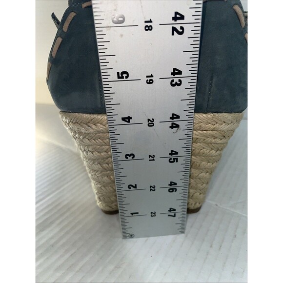 Sofft Sandals Women’s 10M Blue Espadrille Wedge Suede High Heel‎ Floral Shoes - Picture 11 of 13